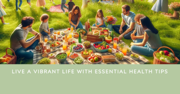 Happy people enjoying a healthy pic-nic in nature